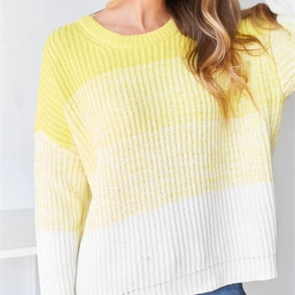 DON'T OVERTHINK IT SWEATER Top - YELLOW OMBRE - Picture 11 of 12
